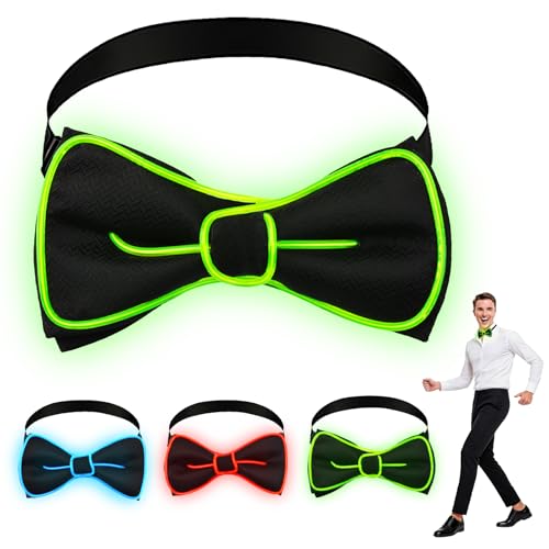 Fancysky Nœud Papillon Lumineux LED Homme, 3 Modes de Clignotement, Cravate Lumineuse Réglable, Convient aux Carnavals, Fêtes, Festivals de Musique, Bals...