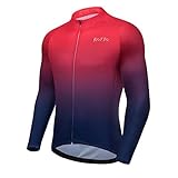 ROTTO Maillot Ciclismo Hombre Camiseta Ciclismo Manga Larga con Bolsillo Serie de degradados