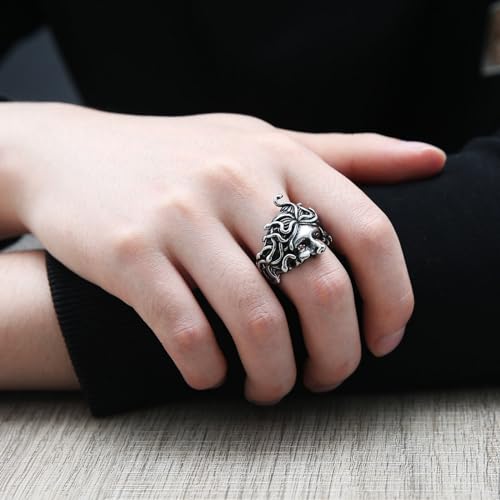 HZMAN Medusa Ring for Men Women Stainless Steel Gothic Punk Gorgon Ring Retro Greek Mythology Medusa Snake Ring Jewelry Gift3