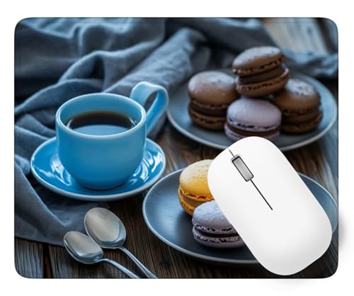 Tapis De Souris Café Mouse Pad Petit 34 x 28 cm, Macarons Tapis Souris Gamer, Base en Caoutchouc Imperméable et Antidérapante, Offrez-Vous Une Glisse Ultra-Douce et Un Suivi Optimal Jeux p1j-15