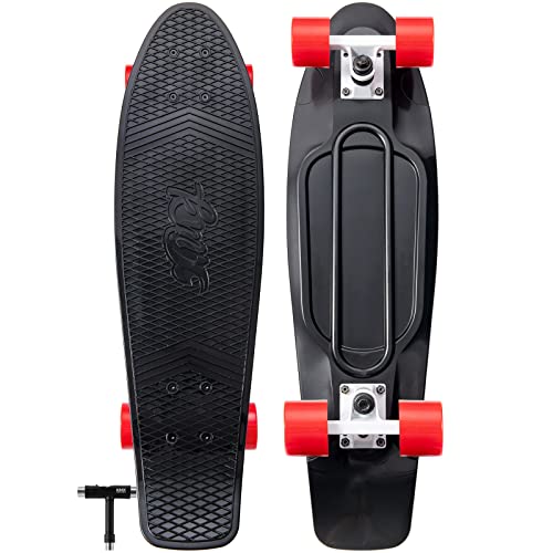 Arrow Board - 27 Zoll Skateboard, KMX Mini Cruiser Skateboard für Kinder, Jugendliche und Erwachsene, Junge und Mädchen, Retro Stil Penny Board (27 Zoll Schwarz Rot)