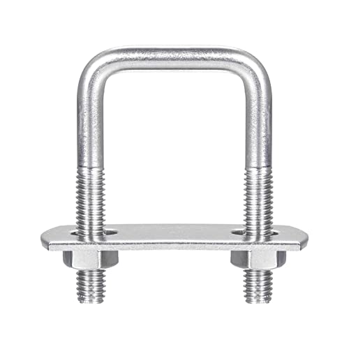 Image of uxcell Square U-Bolts, 3 Sets 27mm(1.06 inch) Inner Width 50mm Length M6 304 Stainless Steel U Clamp Bolt with Nuts and Plates, for Boat Trailer