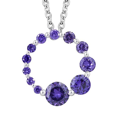 Shop LC Delivering Joy 925 Sterling Silver Purple Cubic Zirconia CZ Hypoallergenic Gift Chain Pendant Necklace for Women 20