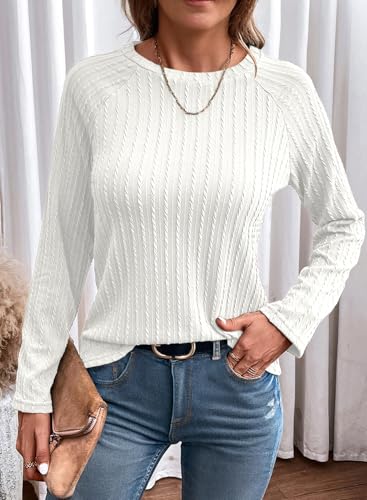 Image of Dokotoo Womens Tops Long Sleeve Lightweight Shirts 2026 Spring Fashion Clothing Trendy Tops Crewneck Knit Basic Tee