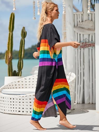 Image of Kaftan Dresses for Women Plus Size Bathing Suit Cover up Caftan Maxi Beach Dresses