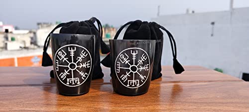 THE ANTIQUE HOUSE Viking Drinking Authentic Medieval Short Glass Horn Mug Whisky Vodka Handcrafted 3 Inch Cup with Black Velvet Bag Pack of 2 - Image 3