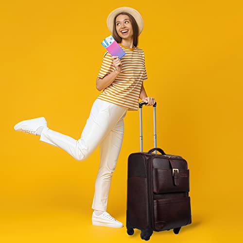 Image of Stylish and Durable Leather Trolley Luggage Bag Perfect for Travel and Business 46 litres Suitcase (Dark Brown, Leather)