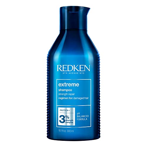 Redken Extreme, Shampoo Reparador para Cabelos Danificados com Proteína, Repara, Fortalece e Repara Fios Quebradiços, Promove Brilho e Maleabilidade, 300ml