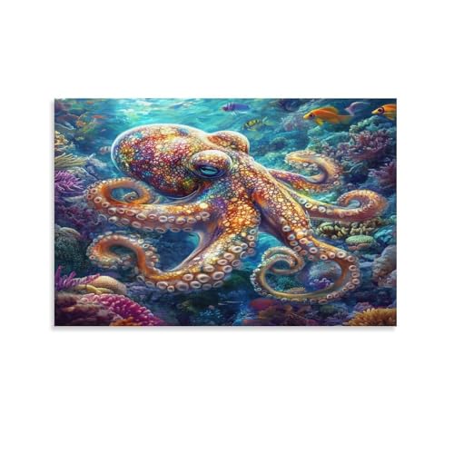 Lienzo de pulpo 50x75cm para rellenar paredes vacías en el salón