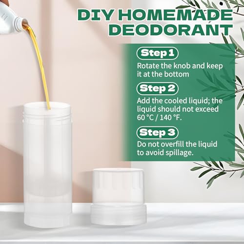 30 Pcs 2oz Empty Deodorant Containers Twist up Filling Stick Plastic Deodorant Container Refillable Plastic Deodorant Holder Tube for Homemade Deodorant DIY Lipstick Crayon Solid Lotion Bars,Clear4