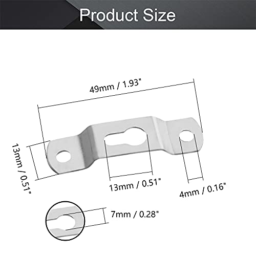 Image of MroMax 100PCS Keyhole Hanging Plate 1.93 inch x 0.51 inch Single Hole Hook for Hanging Paintings Artwork Picture Frame Hook Photos White Tone