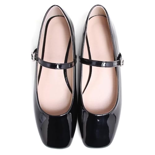 Image of LUXINYU Women's Slip on Flats,Classy Round Toe Solid Classic Mary Jane Ballet Dance Shoes Soft Comfortable PU Flat Shoes