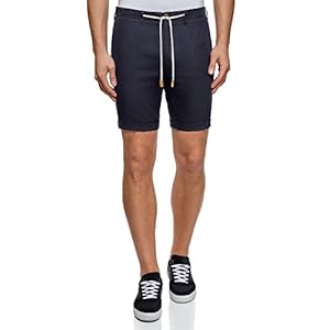 oodji Ultra Homme Short en Lin avec Cordon de Serrage