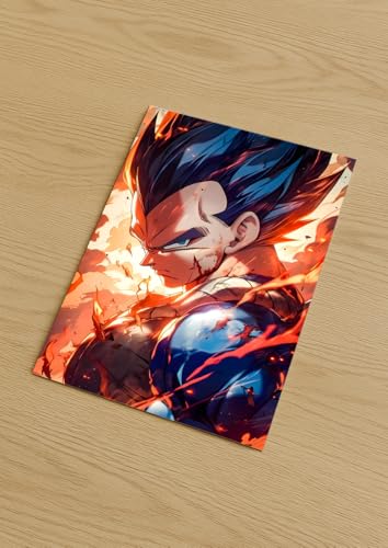 Image of NIJUKA Anime Printed A4 Size Metal sheet Poster For Home And Room Decoration | For Anime Art Fans Boys And Girls (Serious Mood Vegeta)