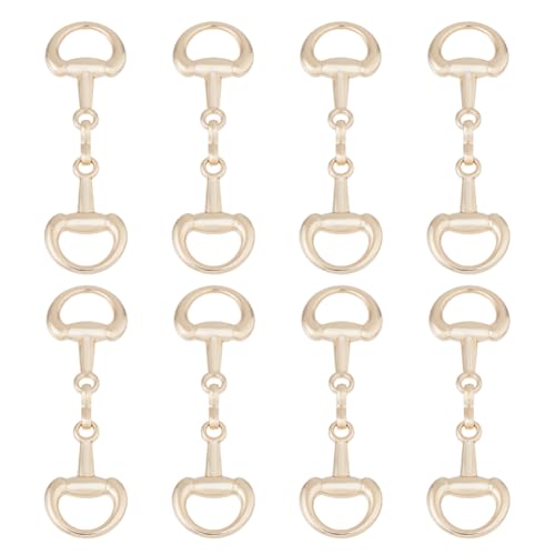 SUPERFINDINGS 8 Pièces en Alliage Anneau en D Boucles de Mors de Cheval Boucle à Double Embout Filet Or Clair pour Bricolage Mors de Filet Bijoux de Chev