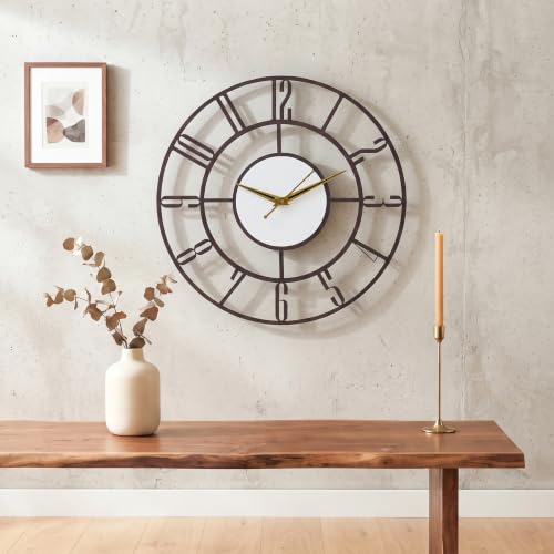Image of Antique Metal Sweep and Silent Wall Clock for Home| Big Size Modern Decorative Wall Watch for Home Decor(English Number,18 INCH),Antiqe Copper
