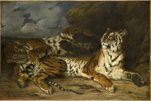 Peinture poster graffiti tigre Delacroix 60x90cm pour decoration murale salon