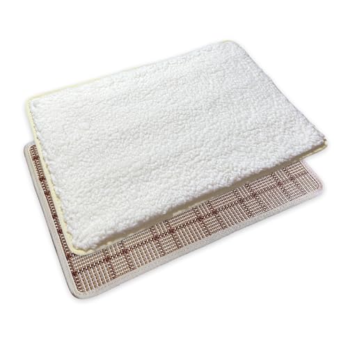 Replacement Pad for Dog Carrier Cat Carrier Pet Carrier, Plush and Rattan Mats, Double-Sided, Dog Bed Mat Crate Mat Kennel Pad 2-Pack 17