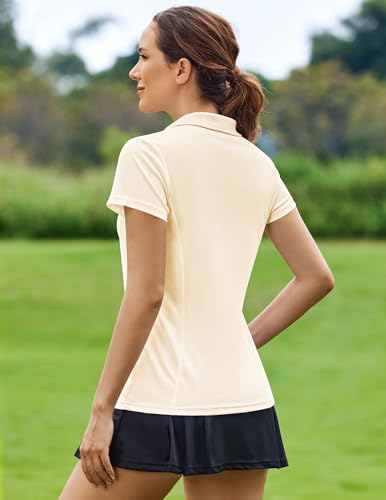 Image of PINSPARK Womens Golf Shirt Short Sleeve Polo V-Neck Quick Dry Tennis Tops | Moisture-wicking Breathable Fabric, Classic Collar, Slim Fit, Ideal for Golf Tennis Pickleball Casual