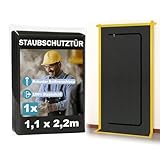 1x Staubschutztür mit Reißverschluss 1,1x2,2m - Wasserdicht, Wiederverwendbar - Staubschutzwand, Staubtür, Baustellentür, Schmutzschleuse bei Umbau & Renovierung