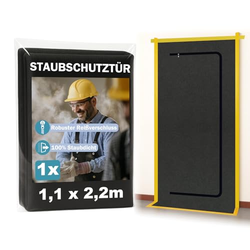 1x Staubschutztür mit Reißverschluss 1,1x2,2m - Wasserdicht, Wiederverwendbar - Staubschutzwand, Stâ€¦ – Miniatur