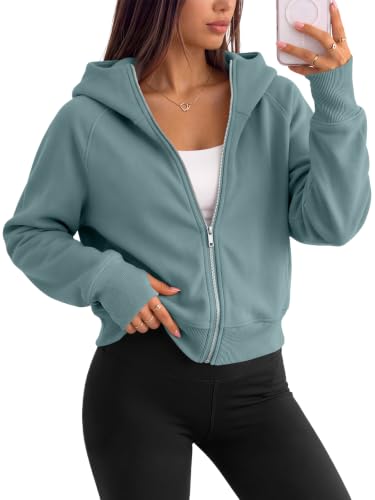 Image of Trendy Queen Womens Zip Up Hoodies Cropped Jackets Fall Clothes 2026