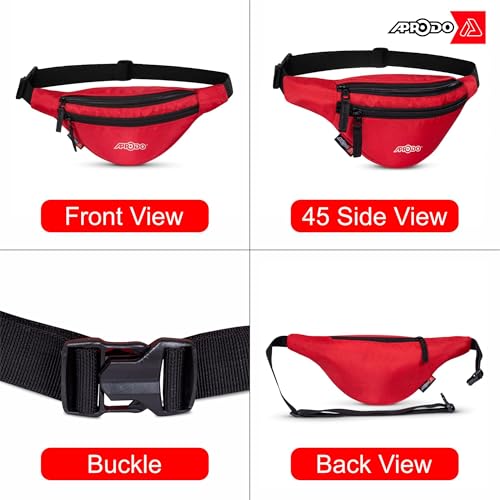 Image of Aprodo Chest & Waist Bag for Men and Women, Hands-Free Fanny Pack Bumbag with 3 Zippered Pockets, Easy Carry Phone Wallet & Cards Beltbag for Sports, Travel, Jogging, Cycling and Workout (Red)