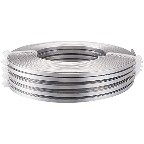 Beadthoven 82Ft(25M) 3mm Wide Aluminum Flat Wire Flexible Metal Artistic Strip Wire for DIY Bezel Sculpting Armature Jewelry Making(Silver), 5 Rolls Cover