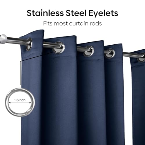 Image of haus & kinder Blackout Curtains 7 feet Long, Door Curtains 7 Feet Set of 2, Blackout Curtain,100% Room Darkening Door Curtain (Navy, 114x213 CM)