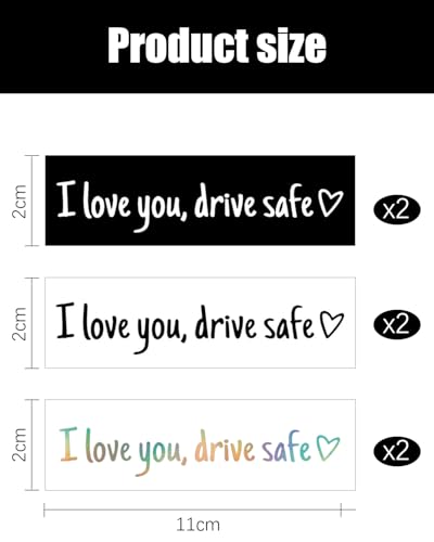 FUGLUS 6 Stück \I love you,drive safe\ Drive Safe Spiegel Aufkleber, Vinyl Rückspiegel Aufkleber, Spiegel, Autodekoration Geschenk für Fahrer Frauen Männer