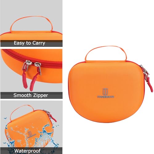 Image of Tourmate Hard Travel Case for Riwbox CT-7 / CT-7S Cat Ear LED Light Kids Wireless Headphones, Protective Carrying Storage Bag (Orange&Yellow)