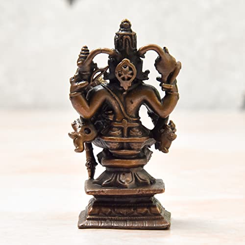 Image of Bhimonee Decor Handmade Copper Lakshmi Narasimha Idol | 2.9 Inch | Patina Antique Finish Pack of 1 Piece