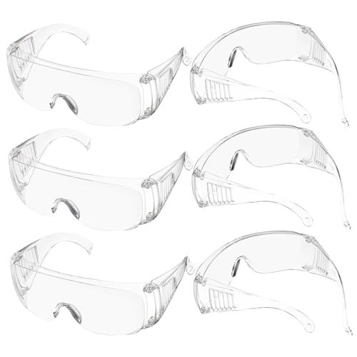 Cabilock Impact Resistant Protective Glasses 6 Pack Safety Glasses Bulk Anti-fog Lids
