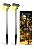 Boadw Solarlampen für Außen Solar Gartenleuchte mit Bewegungsmelder IP65 Wasserdicht Solarleuchten Garten mit 2 Modi Hell,Warmweiß,Hof, Pfad Gartenlicht, 2er Pack