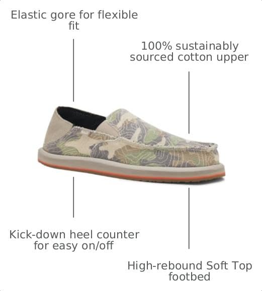 Image of Sanuk Donny Mens Loafers - Slip On Shoes with Memory Foam Footbed