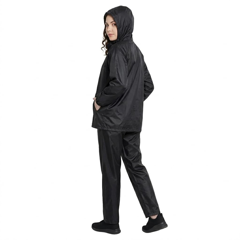 Durable Women Raincoat Rainsuit XXL Black Waterproof Rain Wear for Ladies with Pant and Hood Long Lasting Monsoon Protection Barsati.-image-39