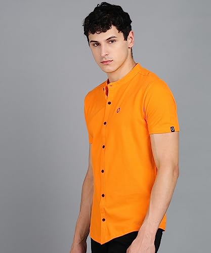 Image of Urbano Fashion Men's Solid Cotton Slim Fit Polo Shirt with Mandarin Collar