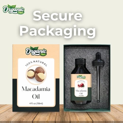 Image of Organic Zing Macadamia Carrier Oil Pure & Natural for Skin, Face, Hair Care, Aromatherapy, Diffuser, Conditioner - 118ml