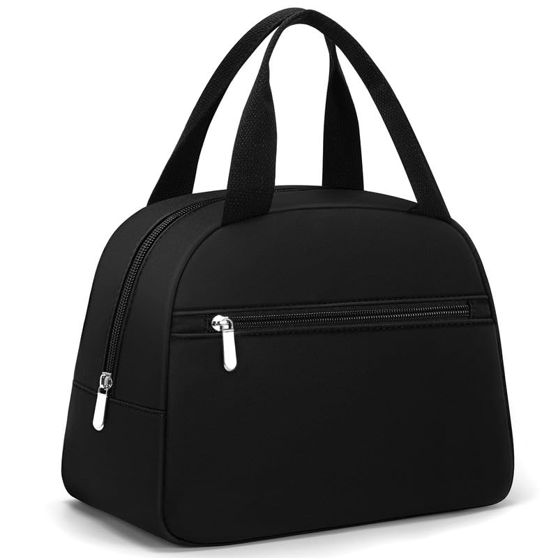 MIAOJIE Insulated Lunch Bag for Women Men Waterproof Lunch Box Lunch Tote Bag Large Capacity Reusable Insulated Cooler for Work Picnic Beach or Travel- Black