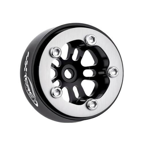Deep Dish Grade 5 Titanium Wheel Face Aluminum 0.7inch Beadlock Wheels Hubs for 1/30 Axial SCX30 RC Crawler Car Upgrades,Black