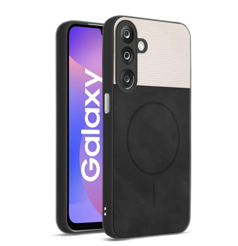 Image of Bintage CASE Dual-Leather Mac Safe Design Phone Case| Soft Touch Finish | Full Camera Protectection Back Cover Compatible for Samsung A15 5G / A15 4G - White & Black