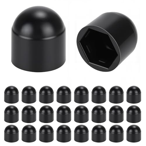 Noosverl M6(10mmwheel nut covers),Black Plastic Hex Nut Bolt Dome Cap Cover,Nut and Bolt Protective Caps Cover Hexagonal,24PCS
