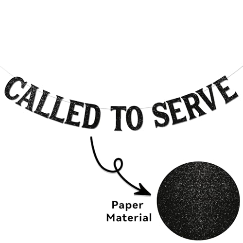 Image of Called To Serve Banner - Mission Farewell, LDS Missionary Call Theme Decor for Farewell Party, Back to School Party Black Glitter