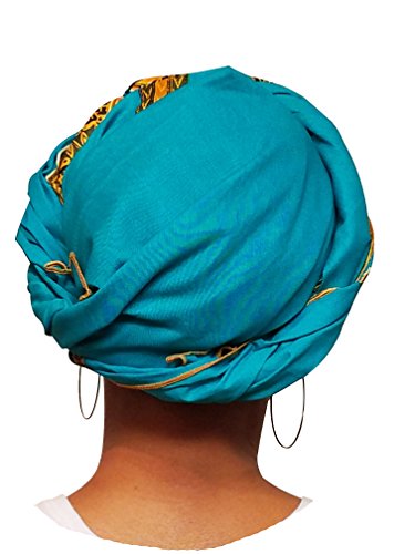 Turquoise African Print Ankara Head Wrap, Tie, Scarf, Multicolor, One Size #TOP2