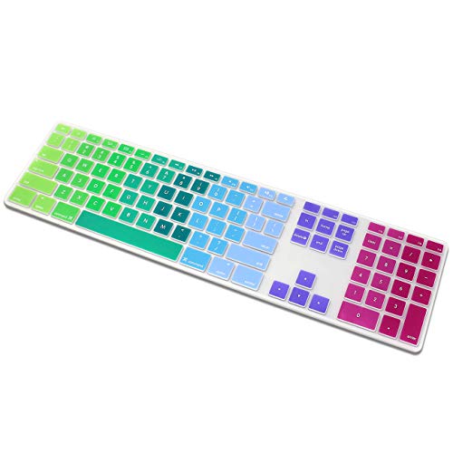 Proelife Silicone Full Size Ultra Thin Keyboard Cover Skin For Apple Imac Keyboard With Numeric Keypad Wired Usb Mb110Ll/B--A1243 (Rainbow) #TOP8