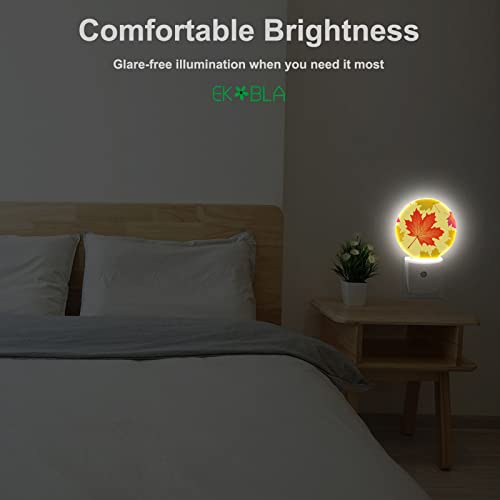 Image of EKOBLA Maple Leaf Night Light, Autumn Fall Leaves Night Lights Plug Into Wall with Dusk to Dawn Sensor for Bedroom, Bathroom, Hallway and Fall Decor