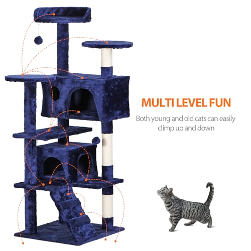 Torre para gatos multi-nivel de 54 pulgadas con rascadores miniatura 3