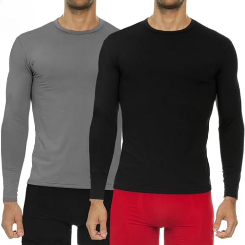 Thermajohn Thermal Shirts for Men Size L 2 Pack Black & Grey