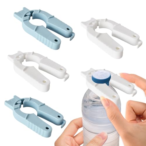 4 abridores de botellas multifuncionales, abrebotellas 3 en 1, de plástico, con tapón de rosca, abridor de botellas de plástico divertido para personas mayores, debilidad de manos