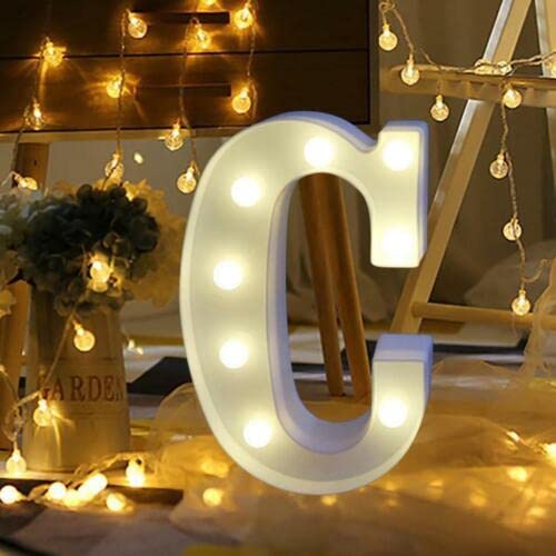 Topzilly LED Marquee Letter Lights Sign, Warm White LED Lamp, Light up 26 Alphabet for Living Room, Bedroom Table & Wall, Home Bar, Christmas, Wedding, Party Festival Decoration (C)